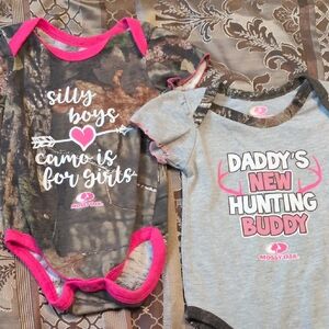 Mossy Oak Camo and Gray Baby Onesies